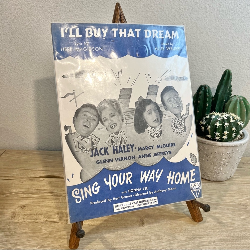1945 Vintage Sheet Music “I’ll Buy That Dream” Sing Your Way Home RKO
